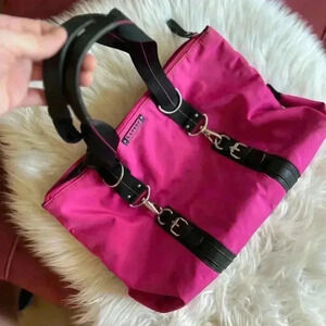 Lauren Ralph Lauren Hot Pink/Black Nylon Weekender Tote Bag Gym Sports Bag